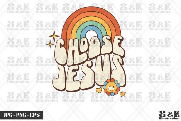 Retro Choose Jesus Christian Bible T-Shirt Designs for Editorial Use