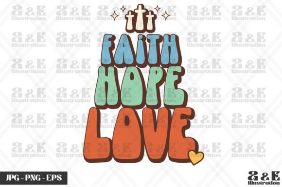 Retro Faith Hope Love Christian Bible for T-Shirt Designs
