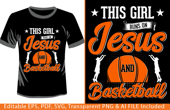 This Girl Runs on Jesus and Basketball T-Shirt Designs